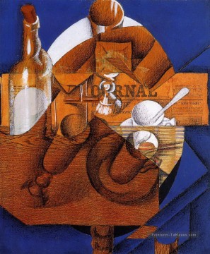 Juan Gris œuvres - coupe en verre et une bouteille Juan Gris